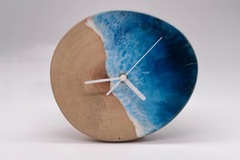  : Wood Slice x Ocean Style Epoxy Resin Clock