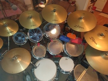 Selling with online payment: 7 pc. Gretsch w/ 9 zildjian A's 6" - 22" lots of extras