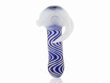 Post Now: 4" Blue and White Two Horn Hand Pipe