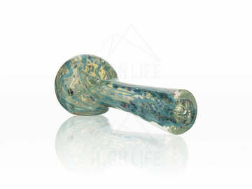 Post Now: 4" to 5" Teal Frit Glass Hand Pipe with Flared Mouthpiece