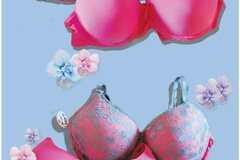 Buy Now: 2 for Price of One - Solid and Print Pink lace Bras On hangers