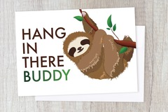  : Hang in There Encouraging Sloth Blank Card