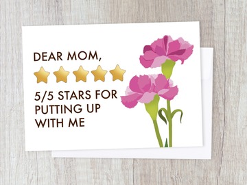  : Funny 5 Star Mom Rating Mother's Day/ Birthday Card 