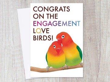  : Happy Engagement Love Birds Card