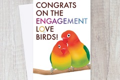  : Happy Engagement Love Birds Card