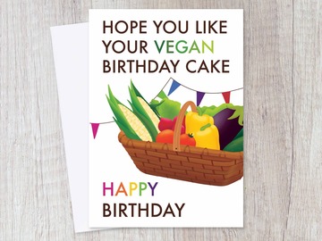  : Funny Happy Birthday Card for Vegans, Birthday Cake