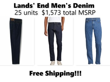 Liquidation/Wholesale Lot: Lands' End Men's  25 Denim Blue Jeans $1,573 total MSRP