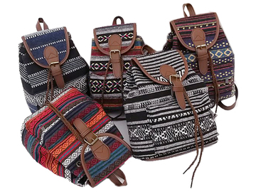 Bulk Lots: (30)Ethnic Style Canvas Women Backpack Drawstring MSRP 1,950.00