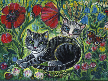Myydään taidetta: Unikkopellon kissat