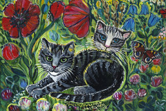 Myydään taidetta: Unikkopellon kissat