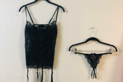 Selling: Dallianse Daiana Corset w/ Matching Crotchless Panty (Black, OS)