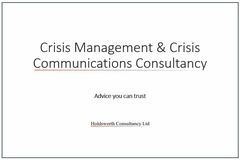 Booking without online payment : Crisis Management and Communications Consultancy