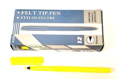 Liquidation/Wholesale Lot: 12-Pack Fibrotic Felt Tip Marker Pen – Yellow Ink = #150
