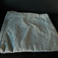 Vente au détail: trousse plate en jean clair avec une doublure en tissu égyptien 