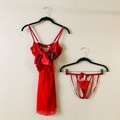 Selling: Mapalé 2-in-1 Babydoll + 2-piece Bra and Panty Set (Red, S/M)
