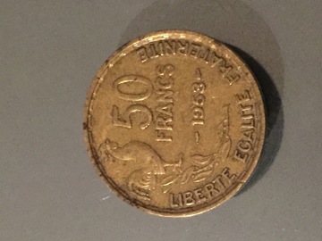 Troc: Pièce de monnaie 50 francs ancienne 1953