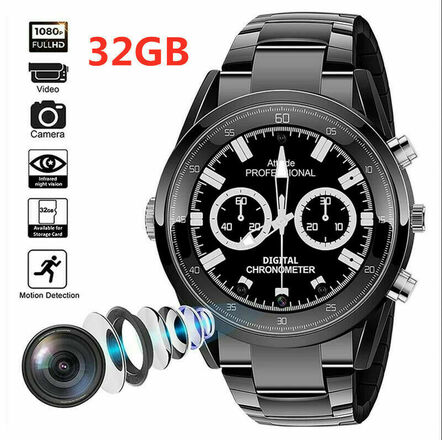 1 pc. Lot. Watch Camera Spy Hidden 1080p Night Vision 32GB