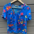 Selling: Blue Silk floral short sleeved shirt