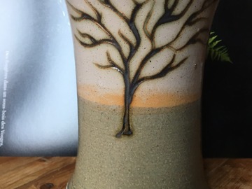 Sale retail: Vase grès "arbre" gravé