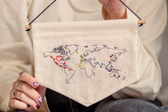  : Stitch Your Travels World Map Wall Banner Embroidery Kit