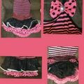 Selling with online payment: Size 12 Dance Leotard Outfit Pink, Black With Silver Trim