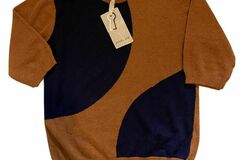 Selling with online payment: NWT $75 Juste Cle Size 170 14/15/16 Girl Sweater Brown Navy Crewn