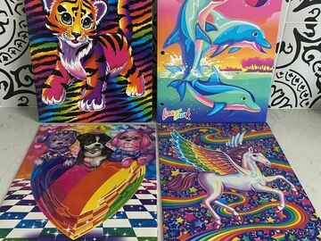 Selling with online payment: Lot of 4 Lisa Frank Retro Fun folders: Puppies Pegasus Tiger Dolp