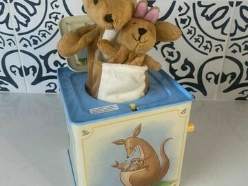 Selling with online payment: Schylling Kangaroo and Baby Too Jack in The Box Musical Wind up T