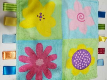 Selling with online payment: Taggies Full Bloom Flowers Plush Security Blanket Lovey Green Blu
