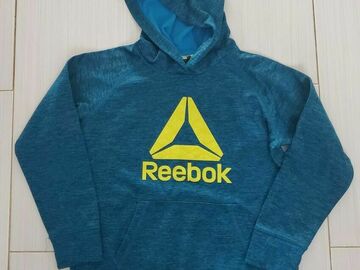 Selling with online payment: Reebok Hoodie Youth Small Boys Blue Sweatshirt Pullover Hooded Lo