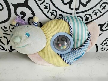 Selling with online payment: Vintage 9” 2000 OshKosh Yellow Blue Snail Rattle Thermal Crinkle 