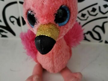 Selling with online payment: TY Beanie Boos Tysilk Gilda Flamingo Bird Blue Glitter Eyes Stuff