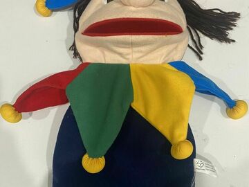 Selling with online payment: Vintage Jester Hand Puppet Plush 15" Pretend Play Clown Joker 199