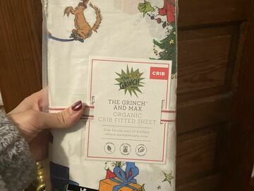 Selling with online payment: Pottery Barn GRINCH CRIB TODDLER bed SHEET holiday Christmas gift