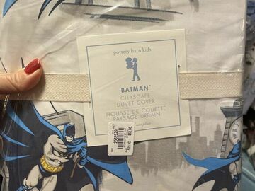 Selling with online payment: Pottery barn Batman TWIN DUVET Cover Marvel Hero Holiday Gift Sch