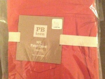 Selling with online payment: $155 Pottery Barn duvet TWIN xl NFL dorm college cover HOLIDAY gi