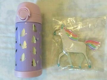 Selling with online payment: Pottery Barn school Butterfly WATER BOTTLE+UNICORN Lunch Ice BAG 