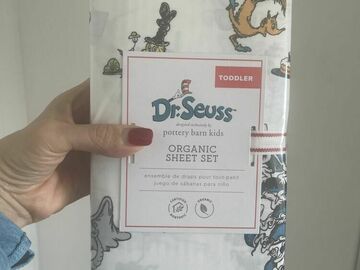 Selling with online payment: Pottery barn Dr Seuss Toddler SHEET Set 3 Pc Holiday Gift Crib ba