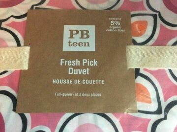 Selling with online payment: $89 Pottery Barn FULL QUEEN duvet flower college dorm room cover 