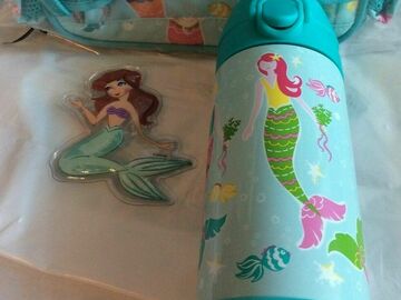 Selling with online payment: Pottery barn SET MERMAID Water Bottle +Lunch Ice bag freezer PRIN