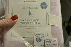 Selling with online payment: $44 Pottery barn ORGANIC Crib Toddler bed Sham CHAMOIS Pink girl 