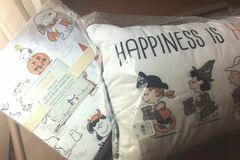 Selling with online payment: Pottery Barn kid PILLOW 12x20 + SHEET SET Twin Snoopy Peanuts HOL