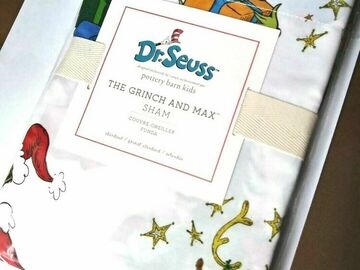 Selling with online payment: Pottery Barn GRINCH MAX Christmas Dr Seuss PILLOW SHAM cover holi