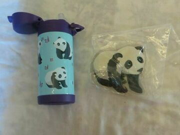 Selling with online payment: Pottery Barn SET Panda Butterfly WATER BOTTLE + Ice Bag School gi