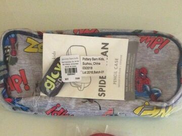 Selling with online payment: Pottery Barn kid SPIDERMAN ZIP PENCIL CASE superhero GLOW IN THE 