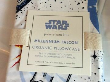 Selling with online payment: Pottery Barn ORGANIC star wars PILLOW CASE MILLENNIUM FALCON boy 