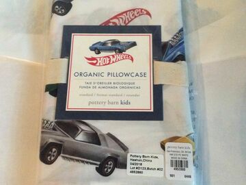 Selling with online payment: Pottery Barn ORGANIC HOT WHEELS PILLOWCASE Truck car vehicle race