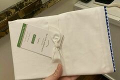 Selling with online payment: Pottery Barn SET 2 Organic pillowcase cover Dot Trim navy blue sc