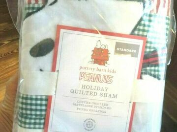 Selling with online payment: Pottery barn kids SNOOPY Peanuts Holiday pillow SHAM cover Christ