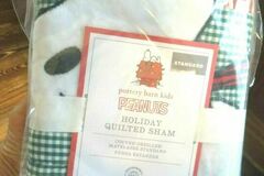 Selling with online payment: Pottery barn kids SNOOPY Peanuts Holiday pillow SHAM cover Christ